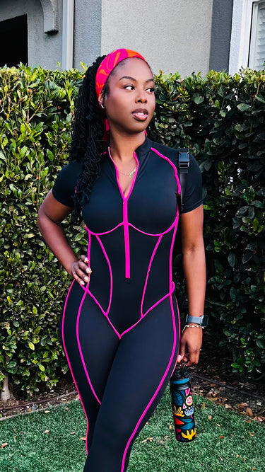 Women’s Short Sleeve Bodyfit Jumpsuit – High Intensity Training - KOKOU